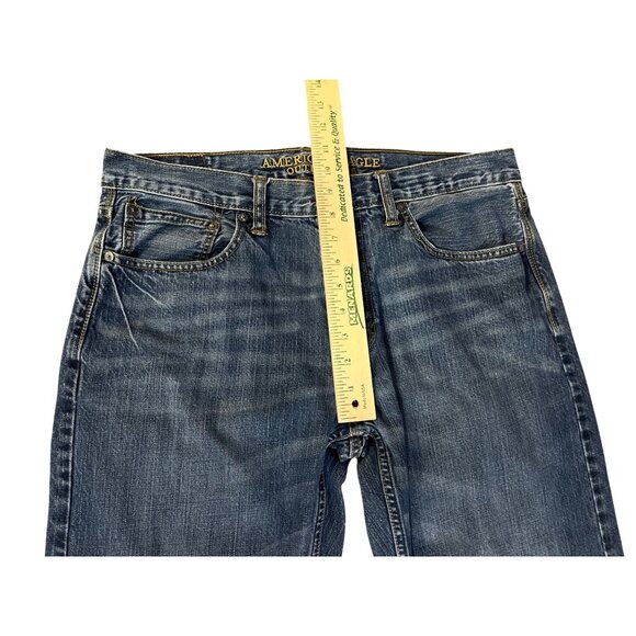 American Eagle Original Boot Jeans Mens 34x36 Distressed Cotton Used *One Hole - Picture 16 of 16